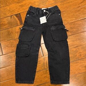 Zara cargo jeans size 6-7 black new with tags